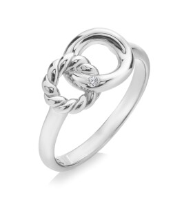Hot Diamonds Strieborný prsteň s diamantom Prepojené kruhy Willow DR289 55 mm