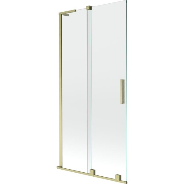 MEXEN/S - Velar L dvojkrídlová posuvná vaňová zástena 90 x 150, transparent, zlatá kartáčovaná 896-090-003-01-55