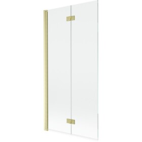 MEXEN - MIST vaňová zástena 90x150 cm 6mm 2-s, zlatá kartáčovaná, číra, ľavá 8A9-090-002-55-00-L