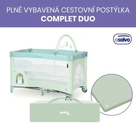 Asalvo COMPLET DUO cestovná postieľka s druhým dňom a hrazdičkou, hedgehog (AS22240)