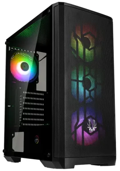 Bitfenix Nova Mesh SE TG ARGB čierna / PC skriňa / ATX / 4X 120mm ARGB / USB 3.0 / Bez zdroja / Priehľadná bočnica (BFC-NSE-300-KKGSK-4A)