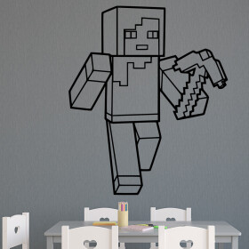 Veselá Stena Samolepka Minecraft krompáč Farba: černá, Veľkosť: 60 x 50 cm