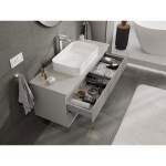 MEXEN/S - Rivel kúpeľňová skrinka pod umývadlo 120 cm s doskou, 2 zásuvky, reliéf, šedá mat 91A20-12047-2-BFFC62