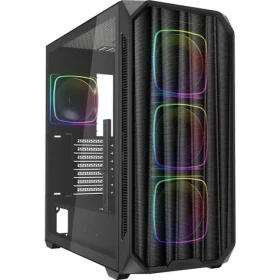 Sharkoon AK5M RGB čierna / ATX / 2x USB 3.2 / 1x USB-C / 4X 120mm / bez zdroja / priehľadná bočnica (4044951041671)