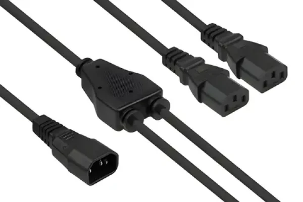 Kabelmeister Y-kábel C14 - 2x C13 čierna / Napájací kábel / 0,3 m (SK1436-S003)