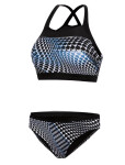 Dámske plavky S47N čierno-modré kockované - Self 44/2XL