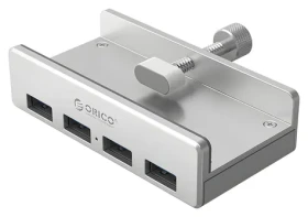 Orico MH4PU strieborná / USB hub / 4X USB-A 3.0 / upínací úchyt
