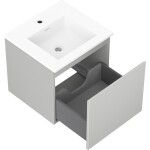 MEXEN/S - Orio kúpeľňová skrinka 50 cm s umývadlom Otis, 1 šuplík, šedá mat/biela mat 91A10-05047-1-BF62-W18M01
