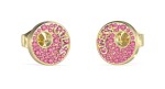 Guess Pozlátené náušnice s fuchsiovými zirkónmi Blooming Summer JUBE05228JWYGPKT/U