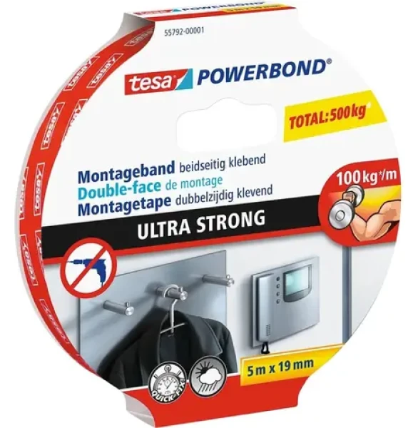 Tesa Powerbond Ultra Strong biela / Montážna páska / obojstranná / 19 mm x 5 m / UV odolná (55792-00001-02)