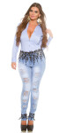 Curvy Girls! KouCla Skinny Jeans Used look+ lace black