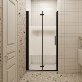 H K - Sprchové dvere MELODY BLACK LINE B8 100 zalamovacie, 100–102 × 195 SE-MBLINEB8100SET