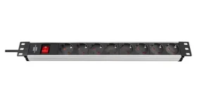 Brennenstuhl Alu-Line čierna / Napájacia lišta / 19" / 8x zásuvka / vypínač / 3500 W / 2m kábel (1390007018)