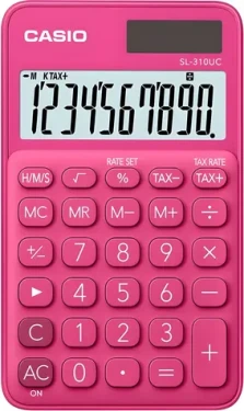 Casio SL-310UC červená / Kalkulačka / Kapesní / 10místný displej / Solární + baterie (SL-310UC-RD BOX)