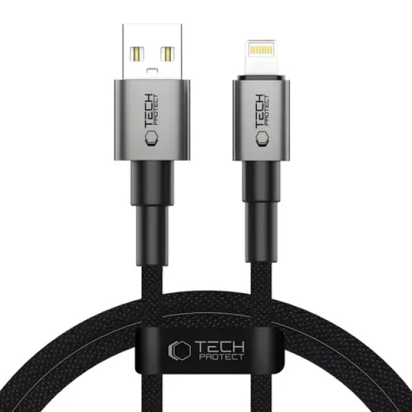 Tech-Protect UltraBoost DNA sivá / Kábel / USB-A - Lightning / 15W / 2,4A / 100 cm