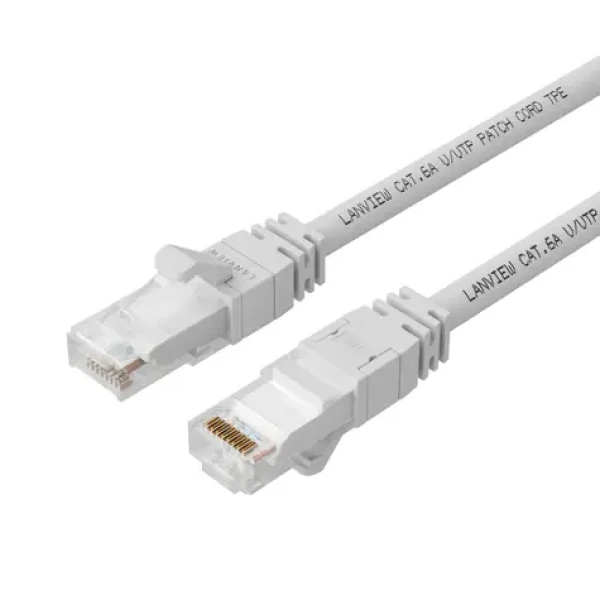Lanview SmartClick biela / Sieťový kábel / Cat6a / U/UTP / 2 m / LSZH / PoE+ (LV-UTP6A02W)