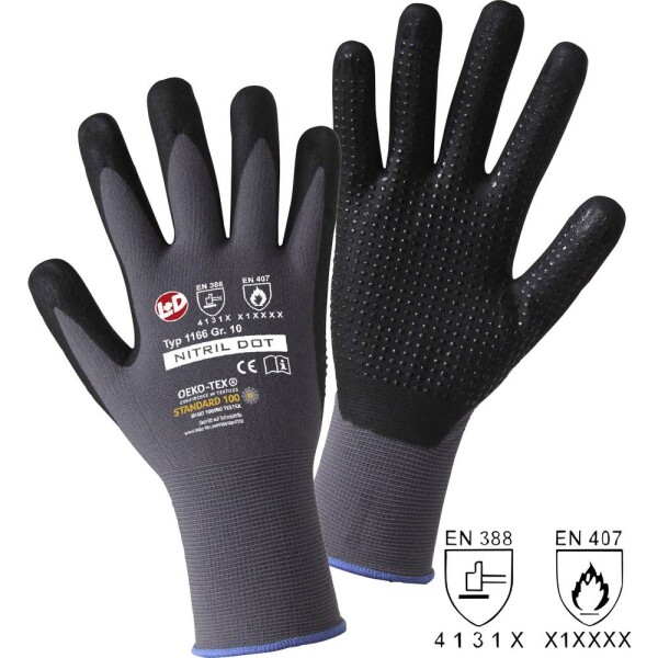 L+D NITRIL DOT 1166-11 nylon pracovné rukavice Veľkosť rukavíc: 11, XXL CAT II 1 pár; 1166-11