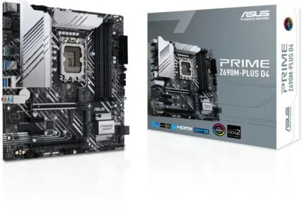 ASUS PRIME Z690M-PLUS D4 / Z690 / LGA 1700 / 4x DDR4 / PCIEx16 / 1x GLAN / mATX (90MB18Q0-M0EAY0)