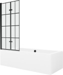 MEXEN/S - Cube obdĺžniková vaňa 170 x 80 cm s panelom + vaňová zástena 80, čierna vzor 550517080X9208027077