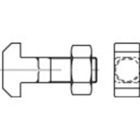 Skrutka s T hlavou a štvorhranom TOOLCRAFT, DIN 186, M16, 75 mm, 10 ks; 106006