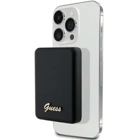 Guess Metal Script Logo MagSafe čierna / Powerbanka / 3000 mAh / bezdrôtové nabíjanie 5W (GUPBM3ALGSGK)