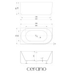 CERANO - Vaňa akrylátová Aira - voľne stojaca - asymetrická - ľavá - biela lesklá - 150x75x58 CER-665983