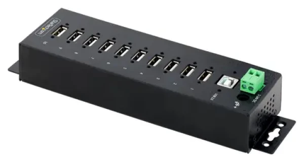 StarTech Industrial čierna / USB hub / 10 portov / USB 2.0 / prevádzková teplota 0-60 °C (USB210AIND-USB-A-HUB)