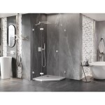 MEXEN/S - Lunar sprchovací kút päťboký krídlový ľavá 80 x 80, transparent, biela 831-080L-080P-20-00-L