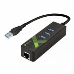 Techly IDATA-USB-ETGIGA-3U2 Adaptér Gigabit Ethernet - USB M/ vrátane USB hubu (IDATA-USB-ETGIGA-3U2)