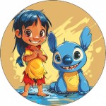 Jedlý papier Lilo a Stitch v kaluži 19,5 cm - Pictu Hap - Pictu Hap
