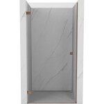 MEXEN/S - Lunar-B sprchové dvere krídlové ľavé 85, transparent, ružové zlato 832-085-000-60-00-L