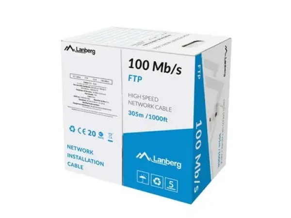 Lanberg FTP kábel 305 m šedá / Sieťový kábel / drôt / CCA / 100 MHz / AWG24 (LCF5-10CC-0305-S)