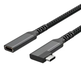 Sconn USB-C predlžovací kábel 90° textilný 0,5 m / Predlžovací kábel / USB-C (M) - USB-C (F) / USB 3.2 / PD (FL31-74013)