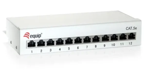 Equip 12- Port Cat6 šedá / Patch panel / RJ-45 / 250 MHz / stolná aj nástenná montáž (227362)