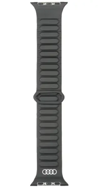 Audi Magnetic Ring remienok pre Apple Watch 44/45/46/49 mm čierny / Magnetické zapínanie / Eko-koža (AU-SL-AW44-49-GT/D2-BK)