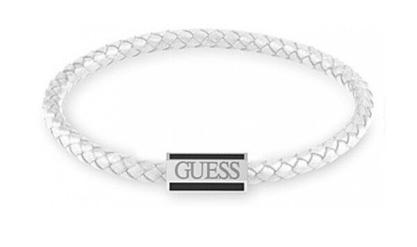 Guess Biely kožený náramok Acapulco JUMB02142JWSTWIS