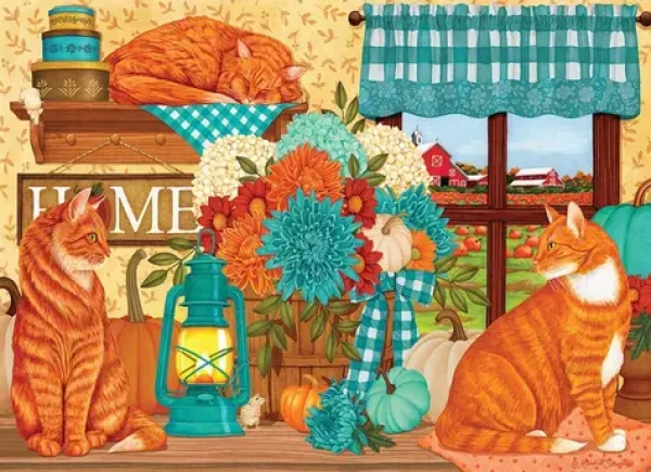 COBBLE HILL Puzzle Mačky vo farbe tekvice
