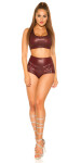 Sexy KouCla wetlook hot pants with zips BORDEAUX