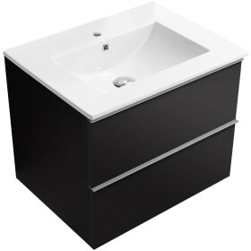CERANO - Kúpeľňová skrinka Velora - čierna matná, úchytka chróm + keramické umývadlo Todo - 61x55x46,5 CER-664912