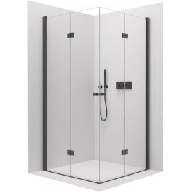 CERANO - Sprchovací kút Volpe Duo Ľ/P - 6 mm - čierna matná, transparentné sklo - 70x120x190 - zalamovacia CER-521059