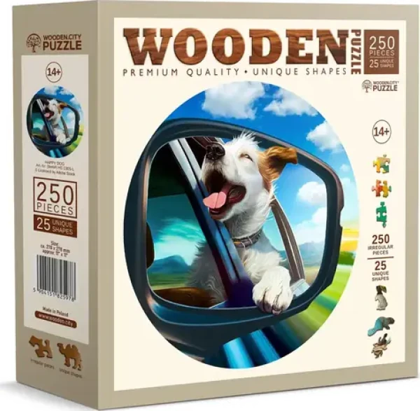 Wooden City Drevené puzzle Veselý pes