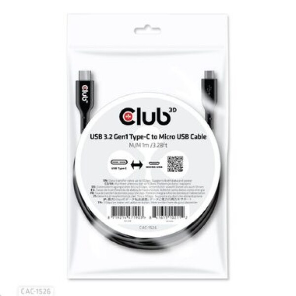 CLUB3D CAC-1526 kábel USB-C na Micro USB M/M čierna 1m (CAC-1526)