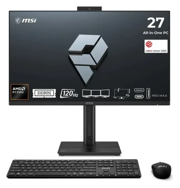 MSI PRE MAX 27TP Z 8MG-002XEU čierna / All-in-one počítač / 27 "FHD T / AMD RYZEN 7 255 / 16GB / 512GB SSD / Bez OS (PRO MAX 27TP Z 8MG-002XEU)
