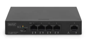 Digitus 4+1 Port PoE čierna / Switch / Gigabit / Neriadený / PoE+ 60W (DN-95330-1)