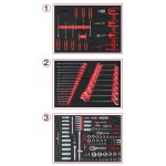 KS Tools Súprava univerzálnych systémových vložiek pre 3 zásuvky s 215 dielnou sadou prémiového náradia (713.0215)