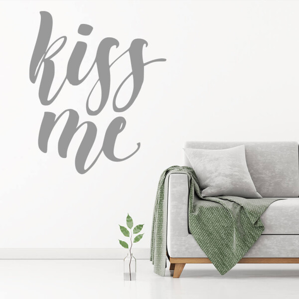 Veselá Stena Samolepka Kiss me Farba: šedá, Veľkosť: 80 x 67 cm