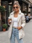 Dámska prechodná bunda s opaskom svetlo béžová FashionStreet TY5587 XXL