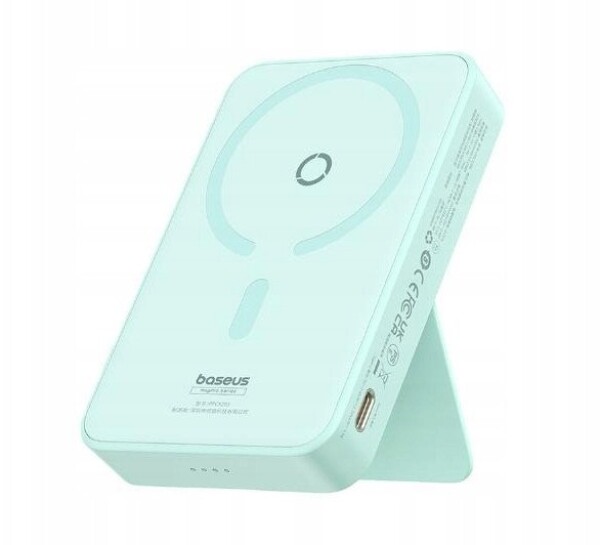 Baseus OS-Baseus MagPro Magnetic Bracket Wireless Fast-Charging Power Bank 5000mAh 20W Peppermint Blue (with Simply Series Charging Cable Type-C to Type-C (20V/3A) 30cm White)