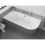 MEXEN/S - Silo voľne stojaca rohová vaňa ľavá reliéf 150 x 75, biela/sivá, sifón a prepad chróm 52891507562L-01