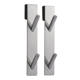 MSV NOKO 2 ks závesných vešiakov s 2 háčikmi na sprchovú zástenu / nerezová oceľ / 10 mm (3700703997726)